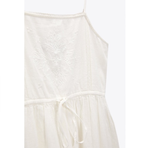 Zara EMBROIDERED LINEN BLEND DRESS - Picture 3 of 8